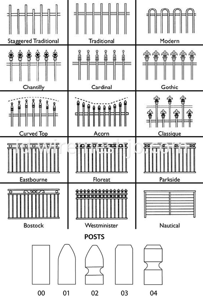 Black Color Zinc Steel Wrought Iron Fence